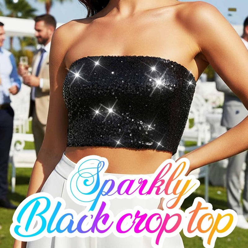 Nicute Sequin Tube Top Sparkly Crop Tops for Women - Image 5
